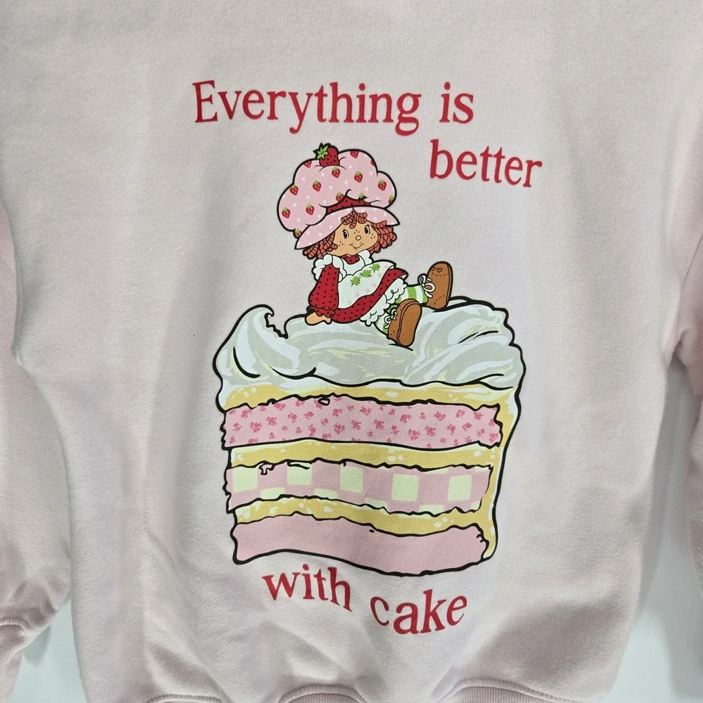 Strawberry Shortcake Hoodie Girls Medium M 8 Pink Fleece Hooded Sweatshirt